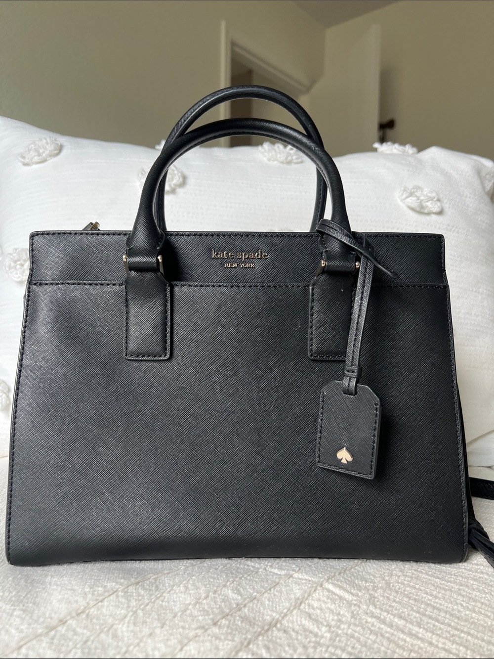 kate spade black saffiano leather satchel